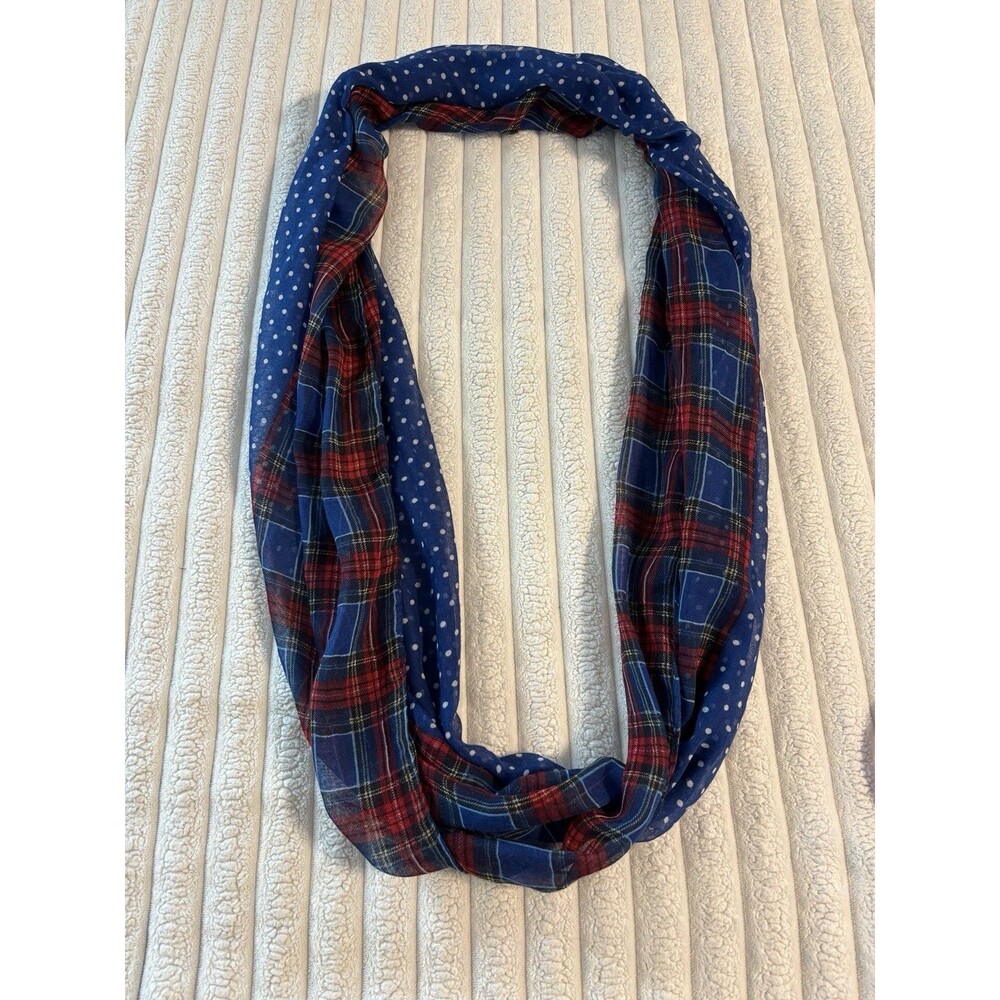 Plaid Polkadot Infinity Scarf Women One Size Red Blue White fall school teacher